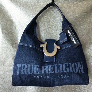 True Religion Bag Blue Denim Hobo Shoulder Bag